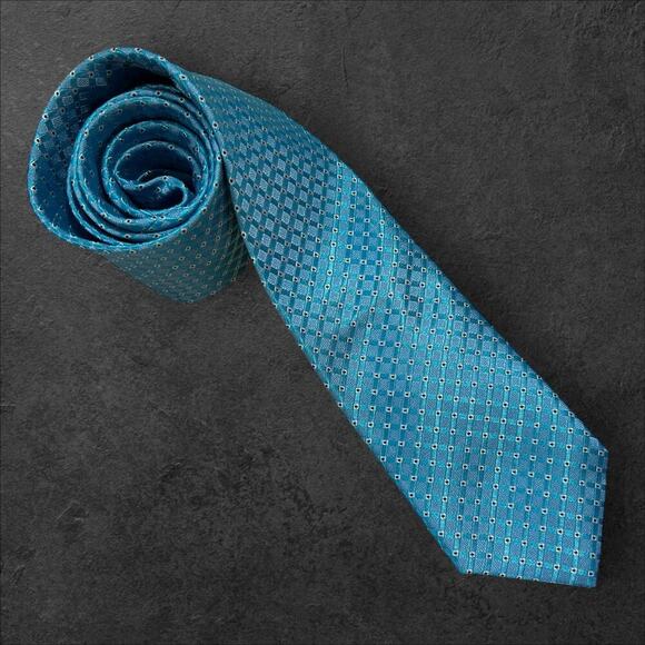 Nautica Men's Blue Geometric Silk Blend Professional Skinny Tie - Picture 1 of 3